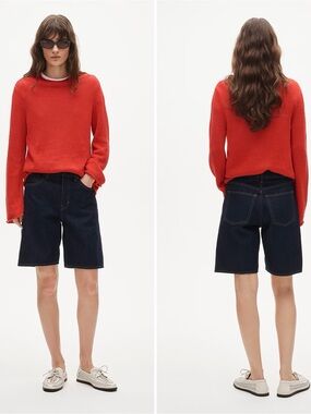 J.Crew Cotton Denim Bermuda Shorts‎ Dark Wash Jorts Coastal Midsize Fashion 31